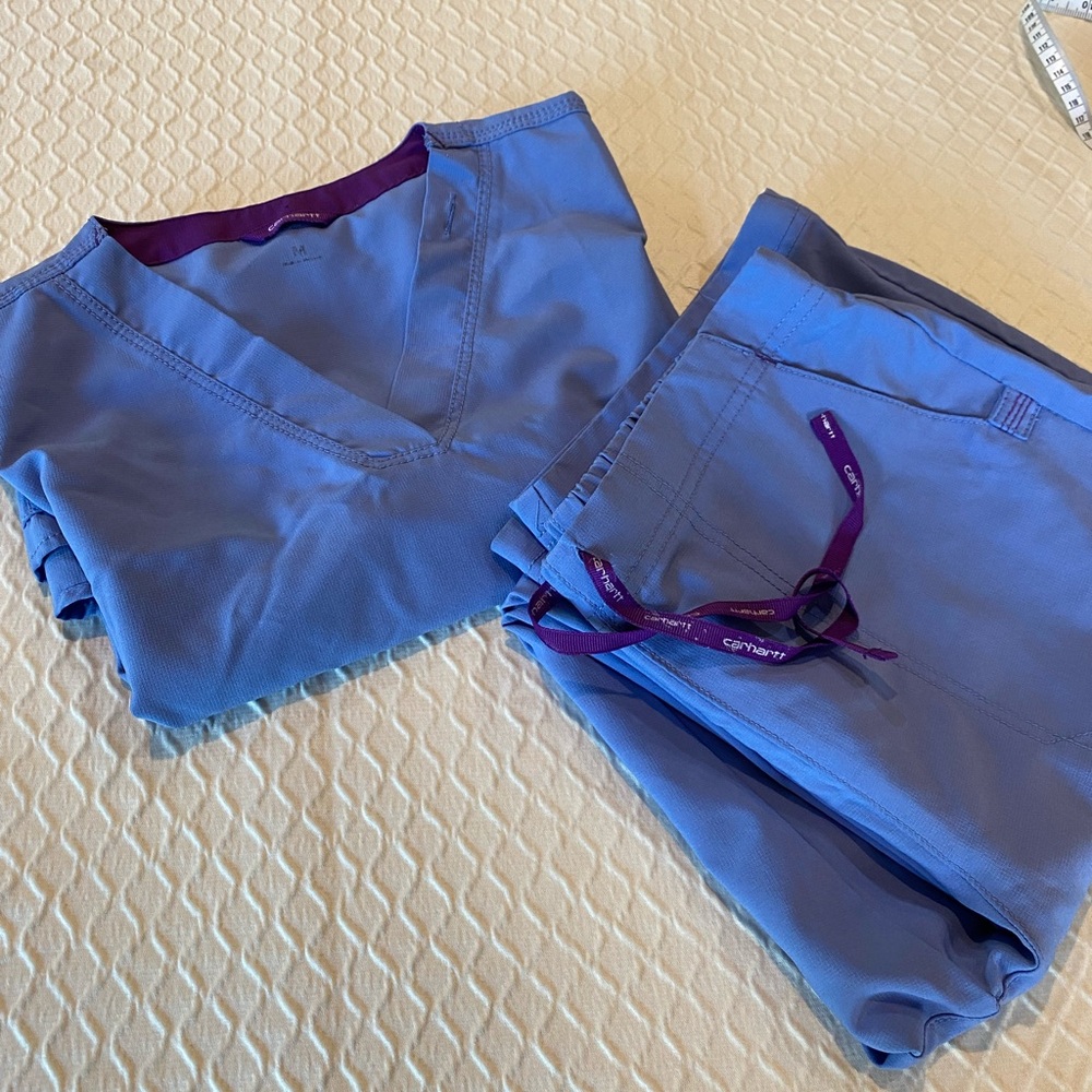 Carhartt Periwinkle Scrub Set with Violet Trim